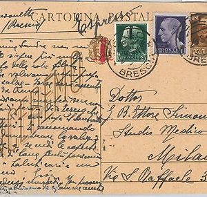 ITALIA RSI - STORIA POSTALE :  INTERO POSTALE  C104  Espresso Manuscritto  1944
