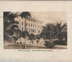 56148  -- CARTOLINA d'Epoca - LA SPEZIA città: GRAND HOTEL - Croce di Malta 1910