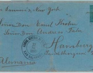 BK0344 - EL SALVADOR - POSTAL HISTORY -  STATIONERY COVER to GERMANY 1893