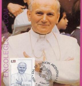 ag3520 - ARGENTINA - POSTAL HISTORY - Maximum Card - 1987 Pope JPII  RELIGION