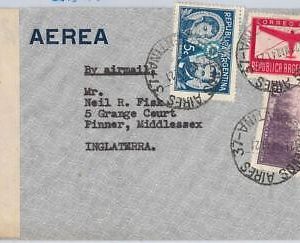 43370  ARGENTINA - POSTAL HISTORY  -  AIRMAIL COVER to UK via USA - CENSOR  1941