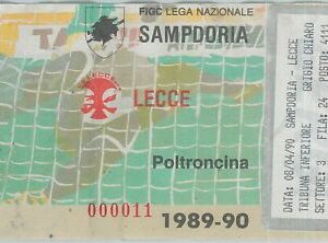 C0097  - Vecchio  BIGLIETTO PARTITA CALCIO - 1989 / 1990  : SAMPDORIA  / LECCE