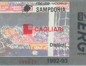 C0120  - Vecchio  BIGLIETTO PARTITA CALCIO - 1992 / 1993 : SAMPDORIA  / CAGLIARI