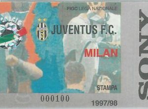 C0126  - Vecchio  BIGLIETTO PARTITA CALCIO - 1997 / 1998 : JUVENTUS / MILAN