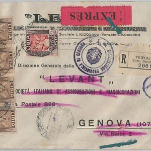 53681 - ITALIA COLONIE: LIBIA -  BUSTA RACCOMANDATA ESPRESSO - Censurata 1941