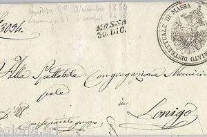 64282 - ITALIA REGNO - STORIA POSTALE : BUSTA in FRANCHIGIA da MASSA Rovigo 1854
