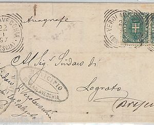 64289 - ITALIA REGNO - STORIA POSTALE :   TONDO QUADRO da VEROLAVECCHIA 1897