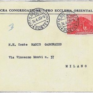 30068 - VATICANO : STORIA POSTALE postal history COVER BUSTA 1953