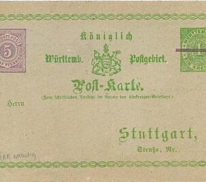 10672 - GERMANY Württemberg - POSTAL STATIONERY Card postkarte ganzache