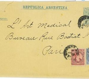 BK1777 - ARGENTINA - POSTAL HISTORY - STATIONERY COVER to FRANCE  1891