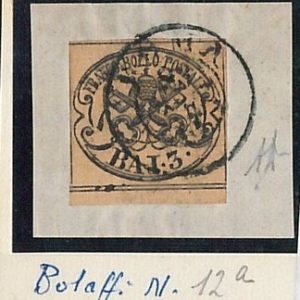 ANTICHI STATI -  STATO PONTIFICIO: Sass 4a  /  Bolaffi 12a  su FRAMMENTO - DIENA
