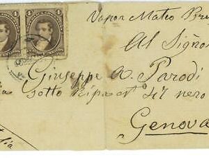 BK1774 - ARGENTINA - POSTAL HISTORY -  COVER  to  Italy  1890 - Reused Stamps!