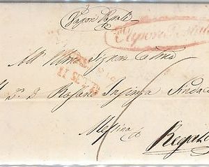 ITALIA REGNO storia postale - PRECURSORI busta prefilatelica VAPORI POSTALI 1844