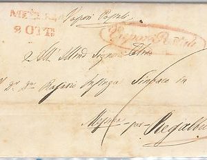 47121  REGNO storia postale - PRECURSORI busta prefilatelica VAPORI POSTALI 1844