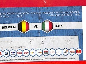 C1652 - Vecchio  BIGLIETTO PARTITA CALCIO - 2015 BELGIO vs Italy  NAZIONALE