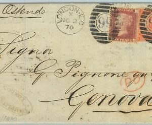 BK0694 - GB - POSTAL HISTORY -  Nice FRANKING on COVER to ITALY  1870