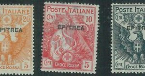 87975 - Varietà  - ERITREA: Sassone 41f / 43f errore sovrastampa EPITREA nuovi *