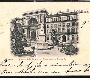 ab1694 - CARTOLINA D'EPOCA - MILANO Città : Monumento a Leonardo