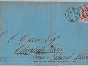 BK0777 - GB - POSTAL HISTORY - SG # 103 P. 7 on COVER to PRINCE EDWARD Is 1872