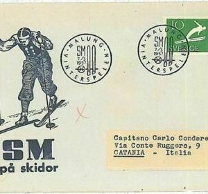 13092 - SWEDEN - POSTAL HISTORY - FDC COVER 1957 Winter Sport SKIING