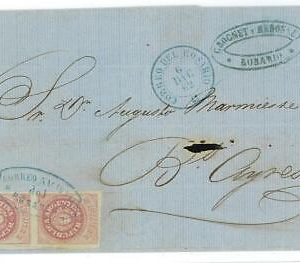 BK1759 - ARGENTINA - POSTAL HISTORY - Jalil # 10 pair on Cover from ROSARIO 1862