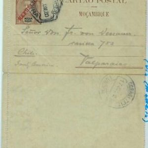 BK1593 - MOZAMBIQUE - POSTAL HISTORY - STATIONERY CARD to CHILE via MADEIRA 1920