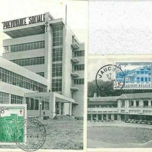 14685 - BELGIEN - POSTGESCHICHTE - Set mit 2 MAXIMUM-KARTEN 1951 ARCHITEKTUR