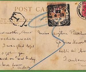 ad0807 - GB - Postal History - Postcard to Italy  - TAXED  - SEGNATASSE 1903