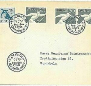 13091 - SCHWEDEN - POSTGESCHICHTE - FDC BRIEF 1954 Wintersport SKIFAHREN