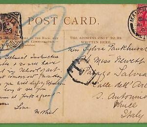 ad0808 - GB - Postal History - Postcard to Italy  - TAXED  - SEGNATASSE 1903