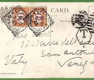 ad0802 - GB - Postal History - Postcard to Italy  - TAXED  - SEGNATASSE 1905