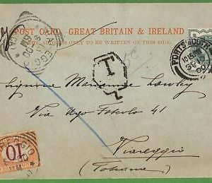 ad0805 - GB - Postal History - Postcard to Italy  - TAXED  - SEGNATASSE 1900