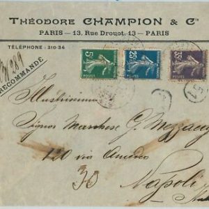 58045 - FRANKREICH - POSTGESCHICHTE: BRIEF nach ITALIEN 1929 - QUARTIERE...