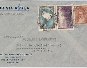 43388 - ARGENTINA - AIRMAIL COVER to ITALY - 1940- LATI: Via condor