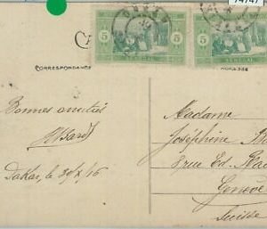 74747 - SENEGAL - POSTAL HISTORY - POSTCARD to SWITZERLAND 1916