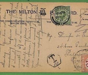 ad0803 - GB - Postal History - Postcard to Italy  - TAXED  - SEGNATASSE 1911