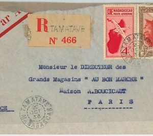 44973 - MADAGASKAR - POSTGESCHICHTE - Eingeschriebener Luftpostumschlag...