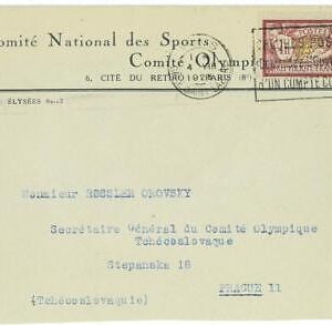 BK1940 - FRANCE - POSTAL HISTORY - COVER sent by OLYMPIC GAMES Committee 1925