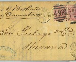 BK0799 - GB - POSTAL HISTORY - SG # 144 Pair on COVER: MANCHESTER to HAVANA 1878