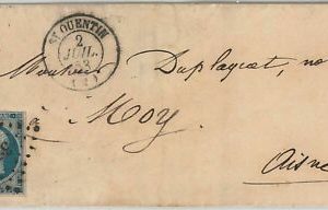 FRANKREICH - POSTGESCHICHTE: Yvert Nr. 10 - BRIEF von ST QUENTIN: STEMPEL...