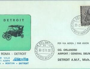 83073 - VATICANO - Postal History - FIRST FLIGHT: Rome  DETROIT # 786 AB 1971