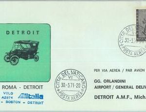 83074 - VATICANO - Postal History - FIRST FLIGHT: Rome  DETROIT # 786 AB 1971