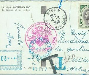 66811 - MONACO - Postgeschichte - POSTKARTE nach ITALIEN, BESTEUERT BEI...