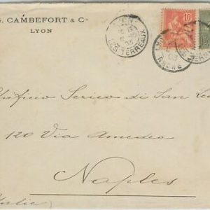 50644 - FRANCE - POSTAL HISTORY - MIXED FRANKING on COVER to ITALY 1903