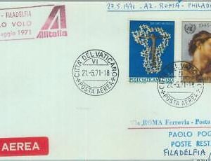 83077 - VATICANO - Postal History - FIRST FLIGHT: Rome  PHILADELPHIA  # 802 AH