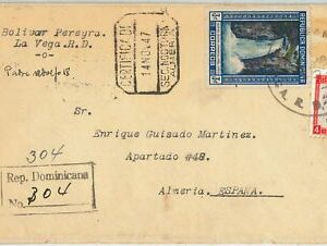 64645 - DOMINICANA - POSTAL HISTORY - COVER to SPAIN 1947 - WATERFALL Palm Tree