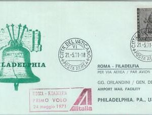 83078 - VATICANO - Postal History - FIRST FLIGHT: Rome  PHILADELPHIA  # 802 AH