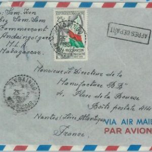 80979 - MADAGASKAR - POSTGESCHICHTE - FLUGPOSTBRIEF nach FRANKREICH 1961