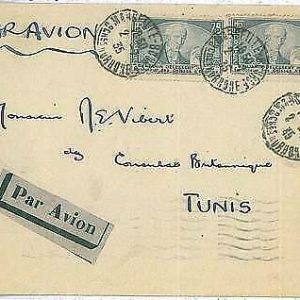 FRANKREICH - BRIEF - LUFTPOST MIT DEM FLUGZEUG nach TUNIS 1935