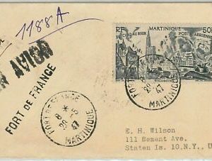 45066 MARTINIQUE - POSTGESCHICHTE: LUFTPOSTBRIEF von FORT DE FRANCE 1947